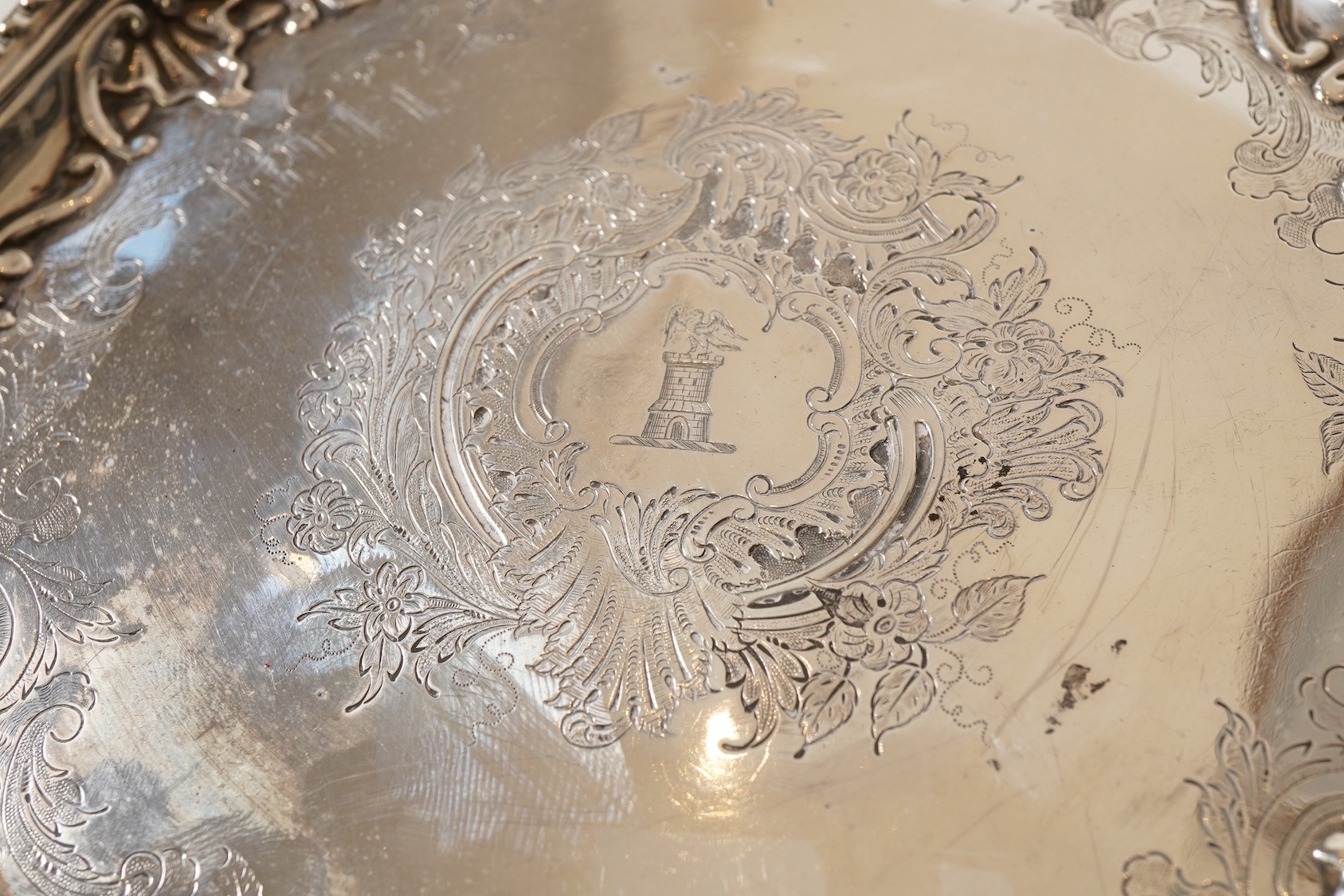 A Victorian silver waiter, by Martin, Hall & Co